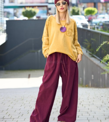 Spodnie sztruksowe Bresco Bordowe